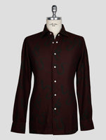 KITON BURGUNDY DARK GREEN COTTON SHIRT