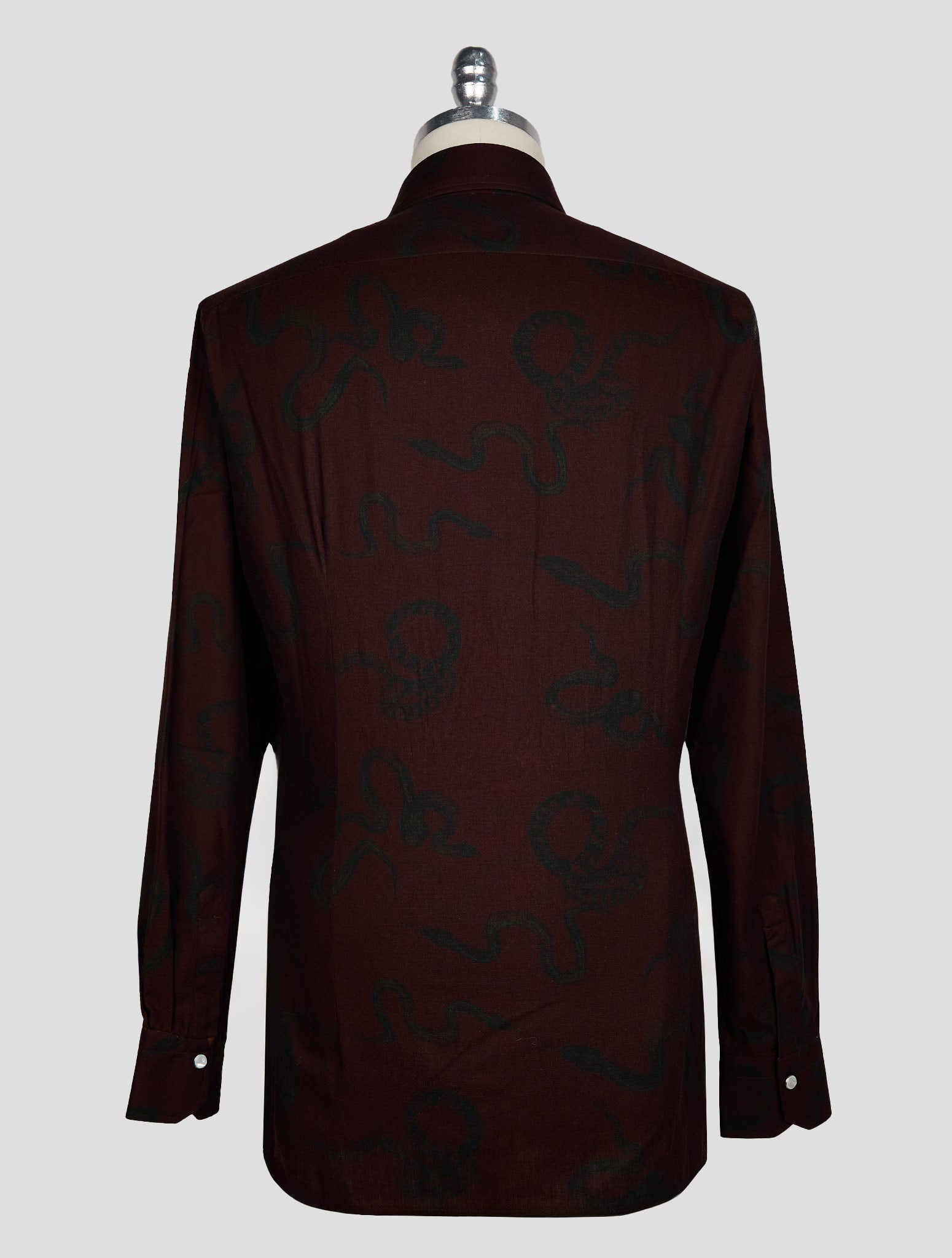 KITON BURGUNDY DARK GREEN COTTON SHIRT