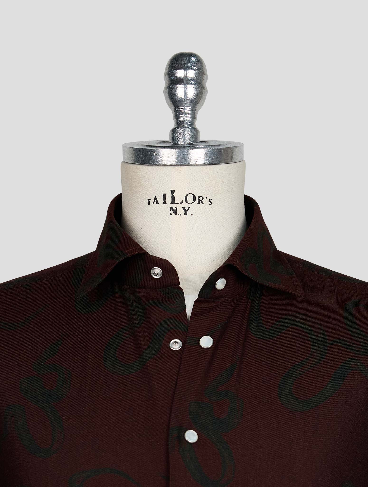 KITON BURGUNDY DARK GREEN COTTON SHIRT