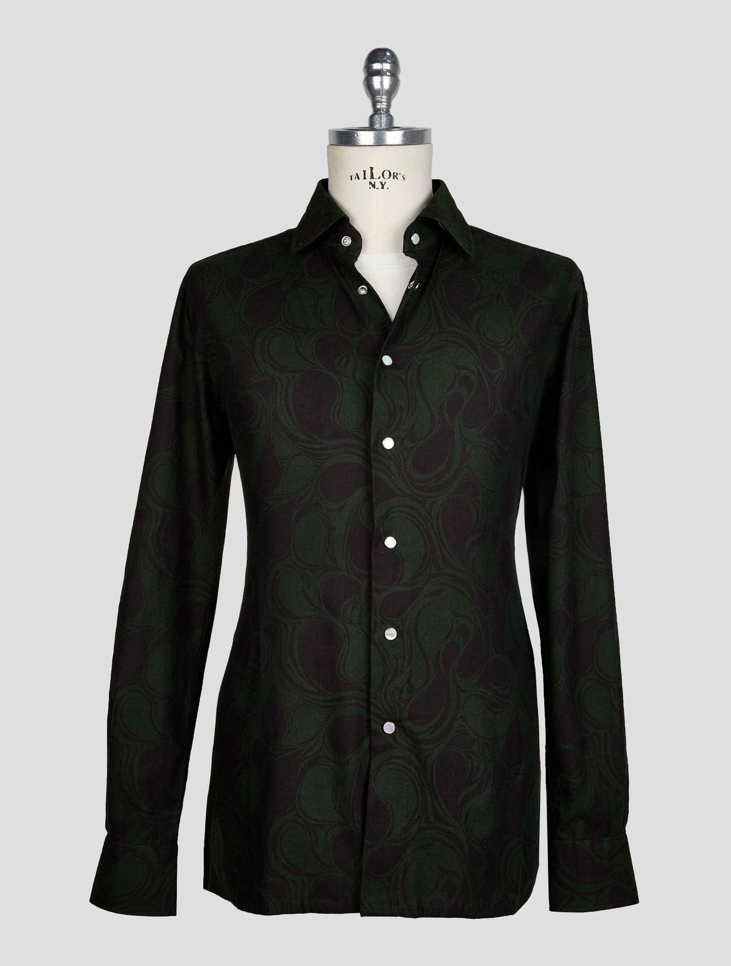 KITON GREEN BLUE COTTON SHIRT