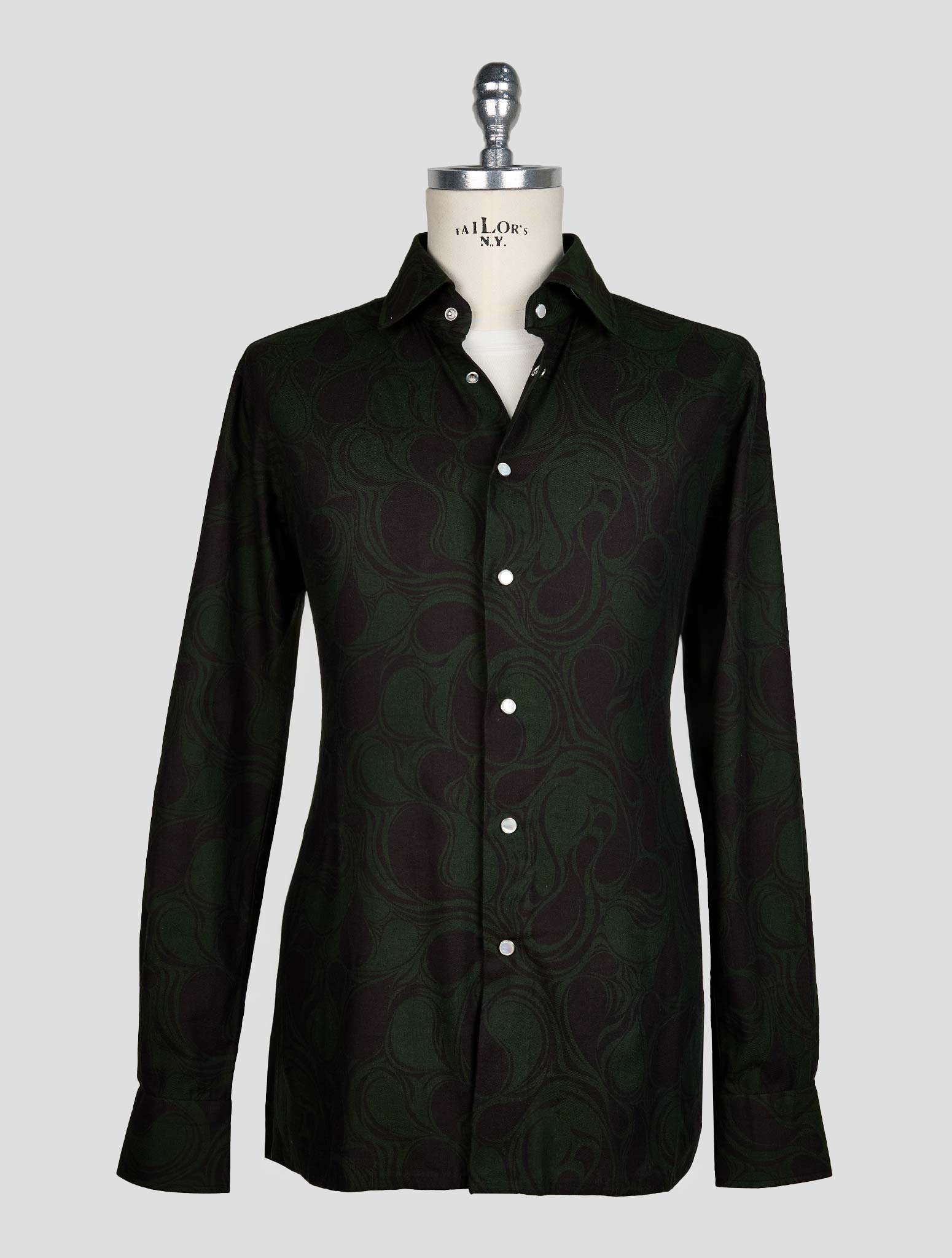 KITON GREEN BLUE COTTON SHIRT