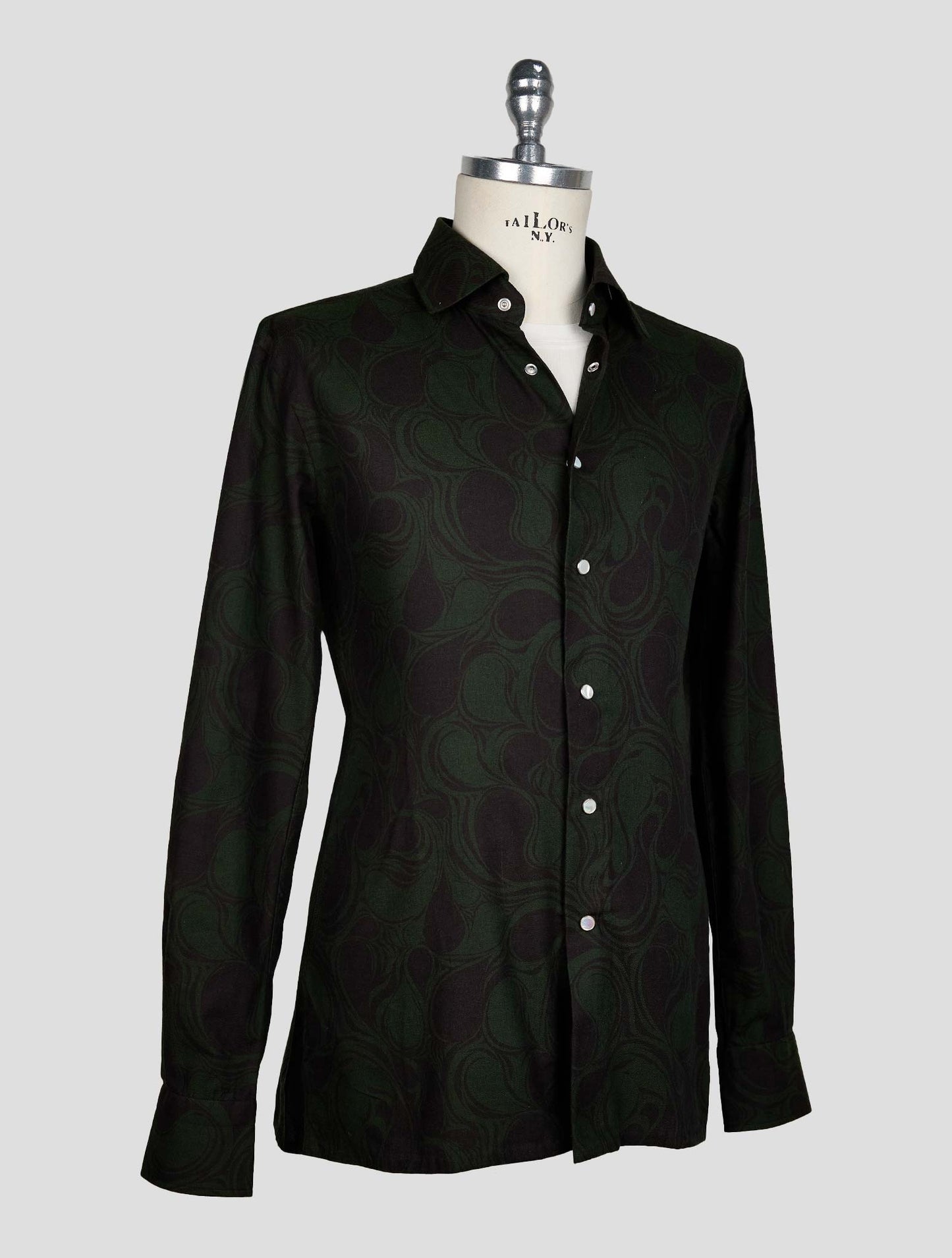 KITON GREEN BLUE COTTON SHIRT