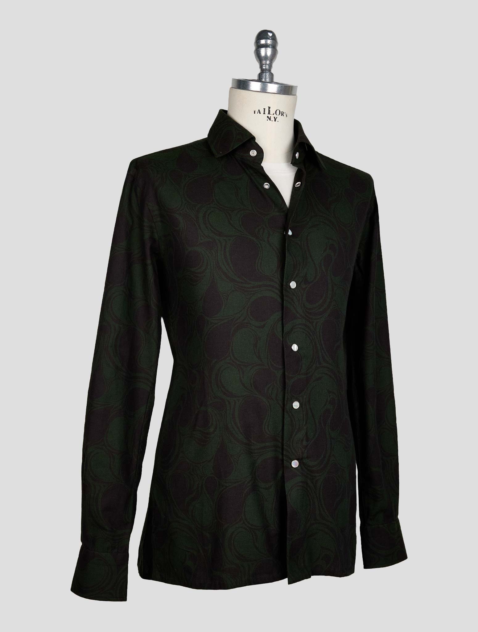KITON GREEN BLUE COTTON SHIRT