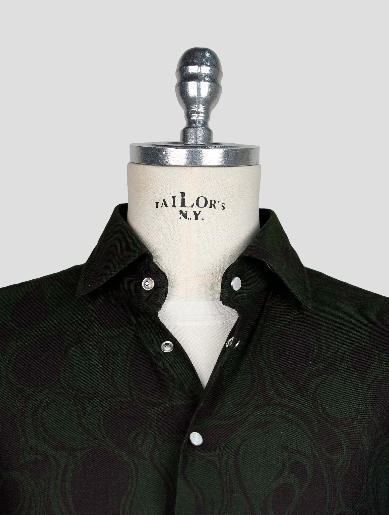 KITON GREEN BLUE COTTON SHIRT