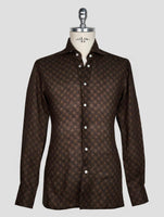 KITON BROWN LIGHT BROWN LINEN SHIRT