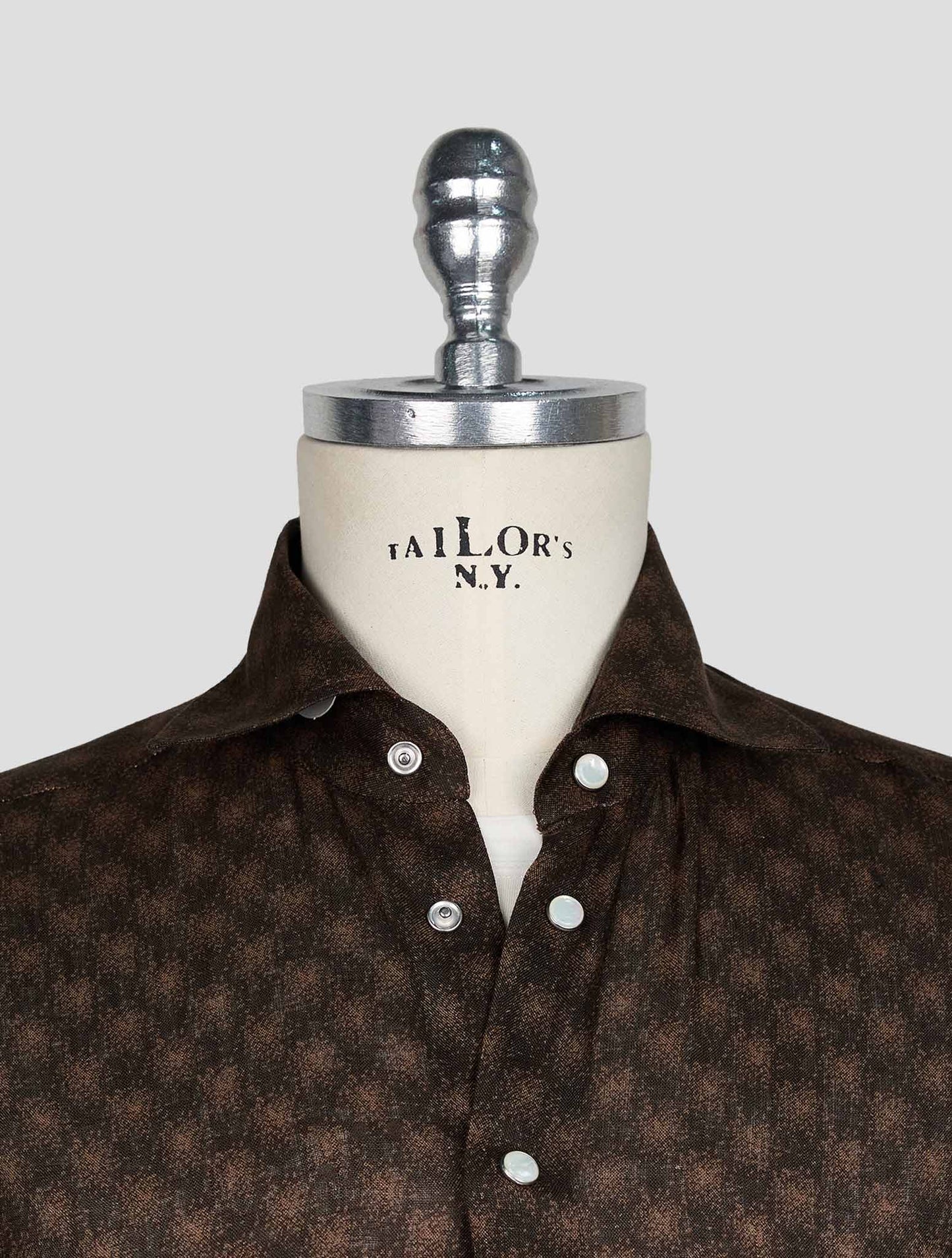 KITON BROWN LIGHT BROWN LINEN SHIRT