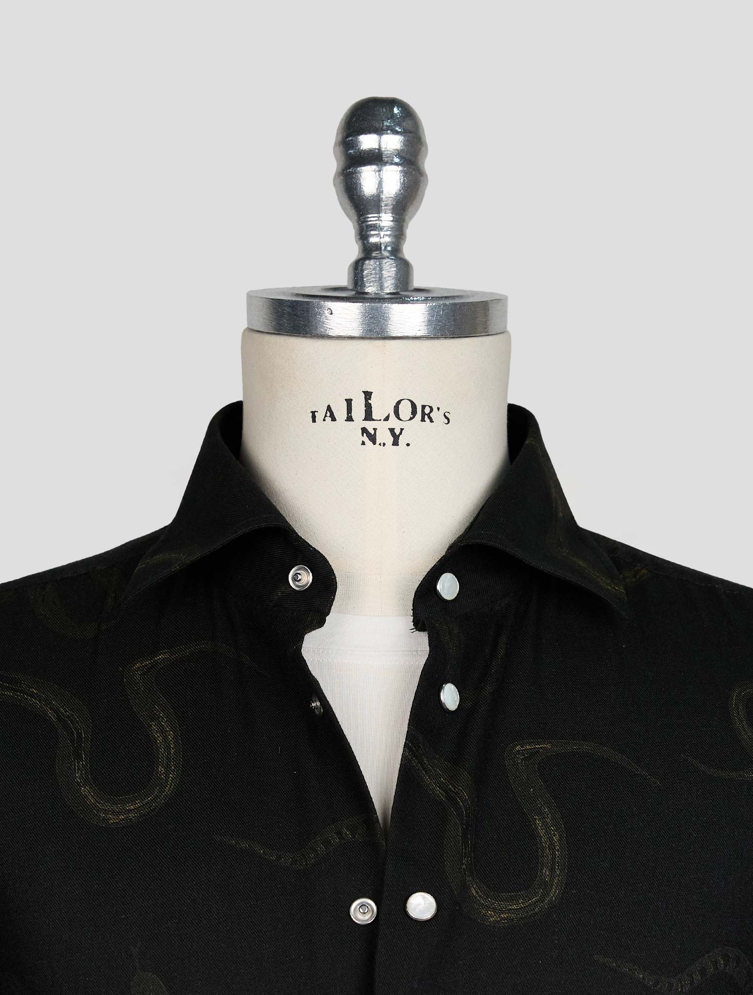 KITON BLACK GREEN COTTON SHIRT