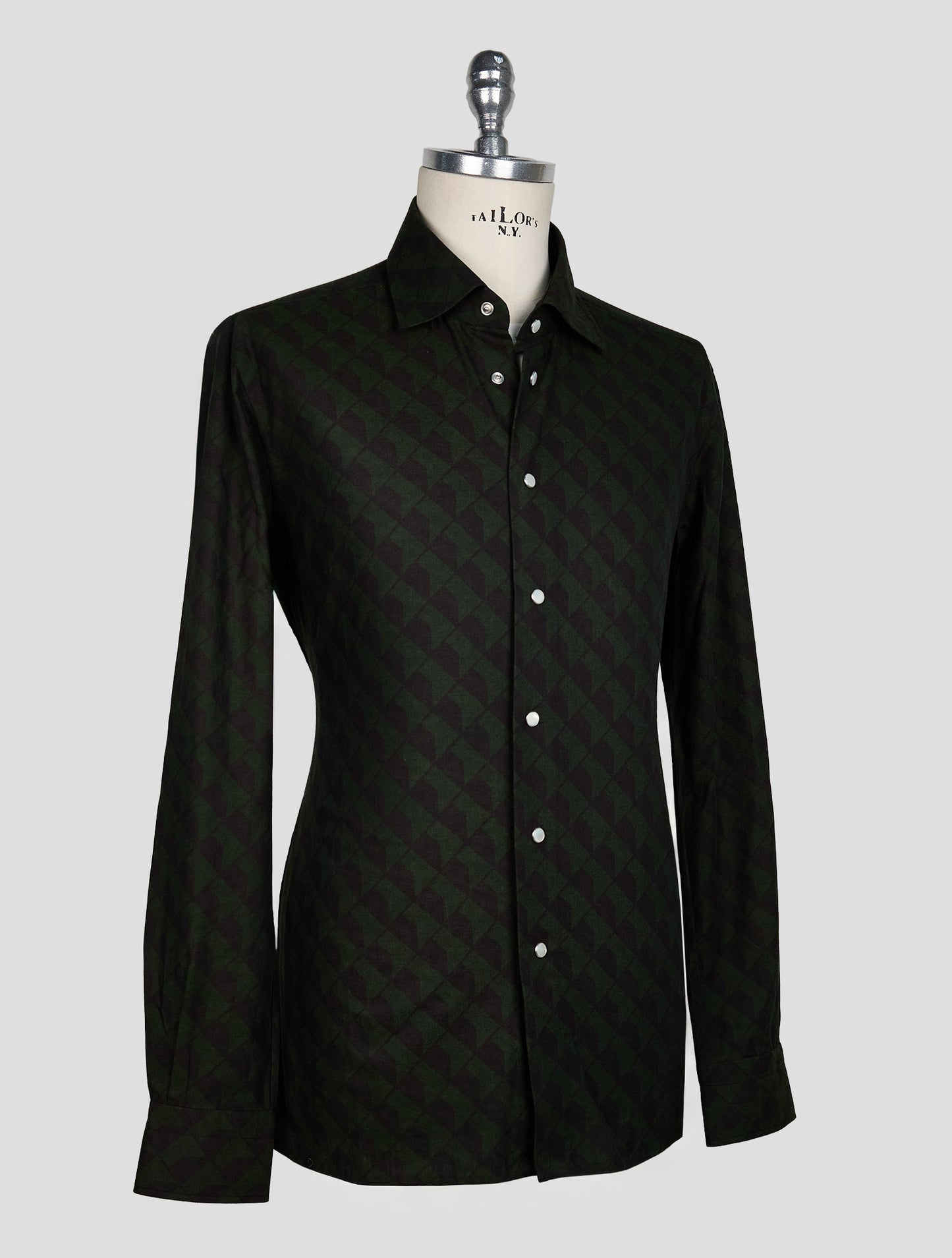 KITON BLACK GREEN COTTON SHIRT