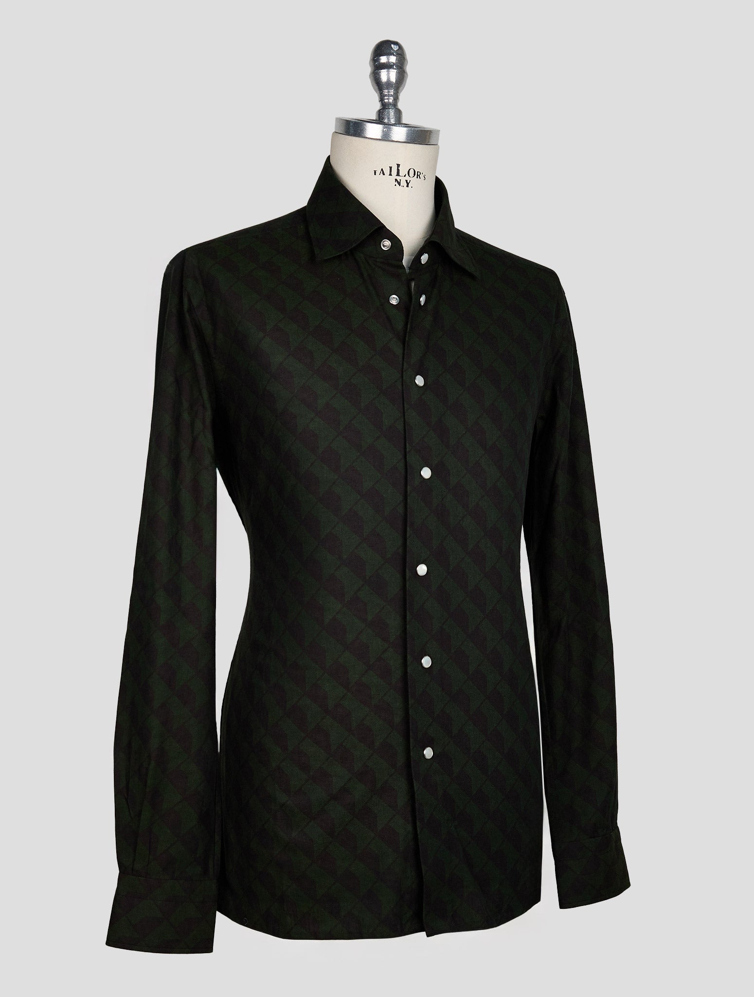 KITON BLACK GREEN COTTON SHIRT
