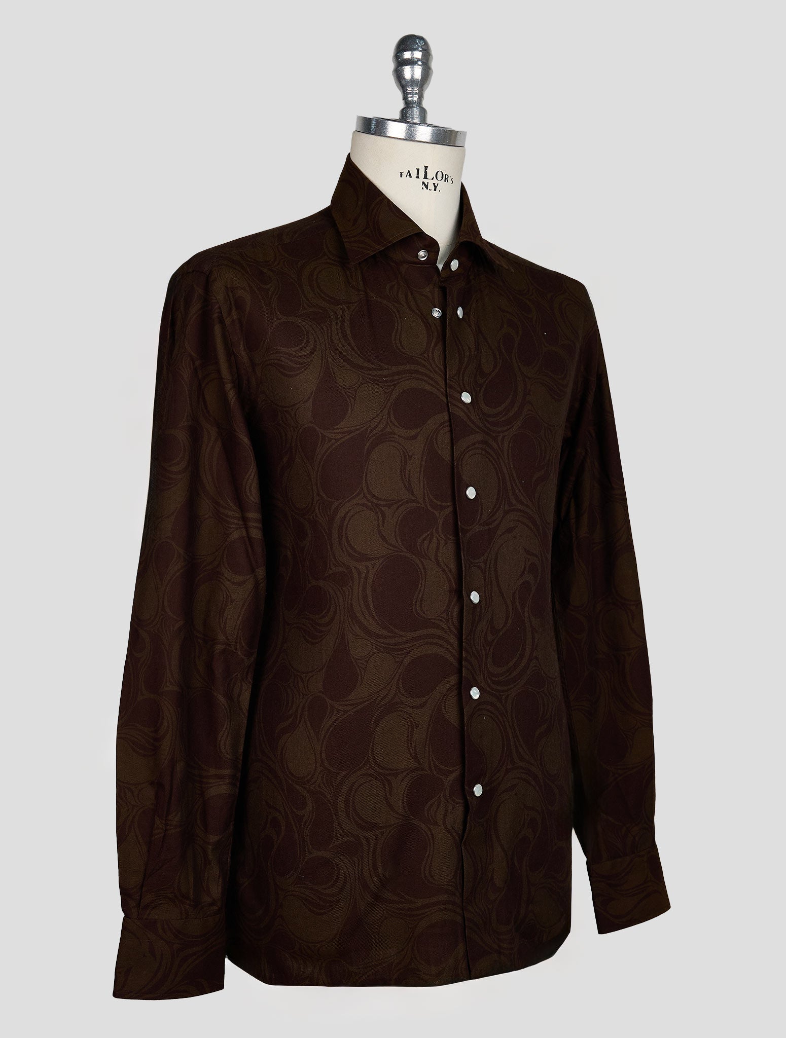 KITON BROWN LIGHT BROWN COTTON SHIRT