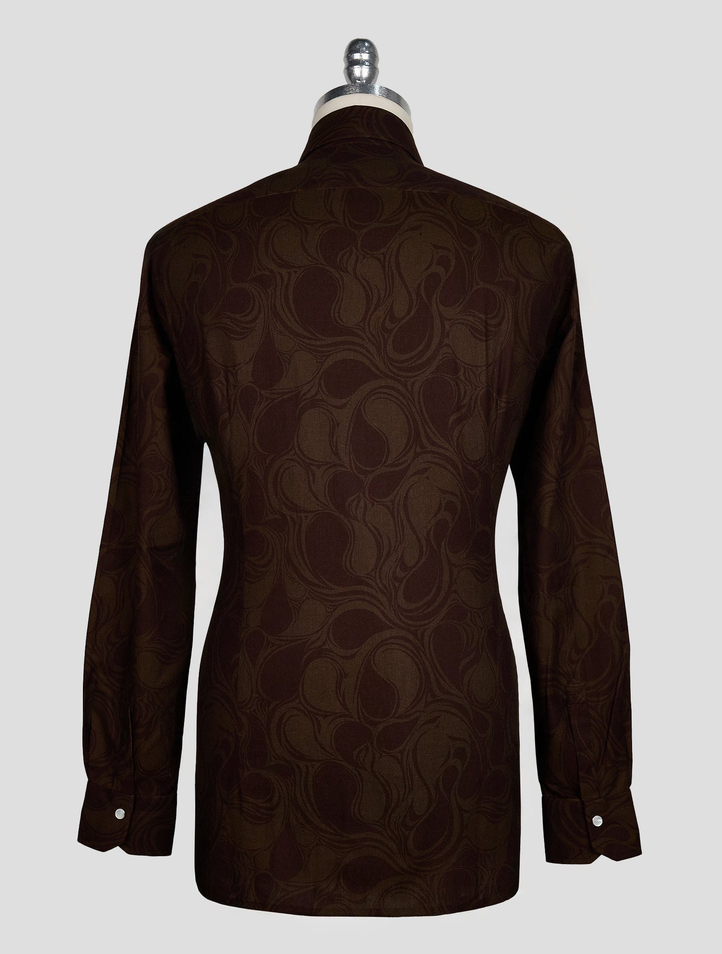 KITON BROWN LIGHT BROWN COTTON SHIRT