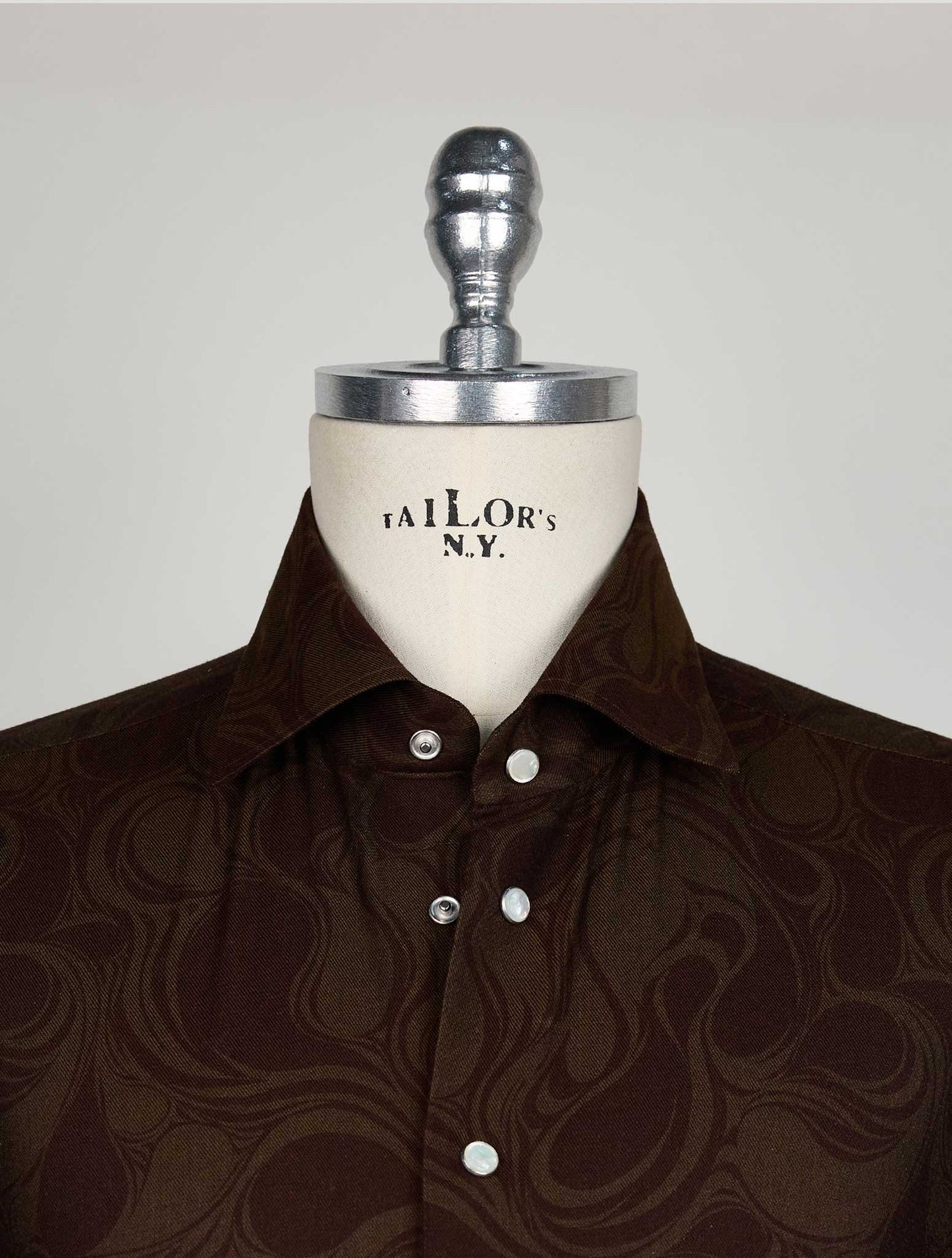 KITON BROWN LIGHT BROWN COTTON SHIRT