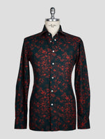 KITON DARK GREEN RED COTTON SHIRT
