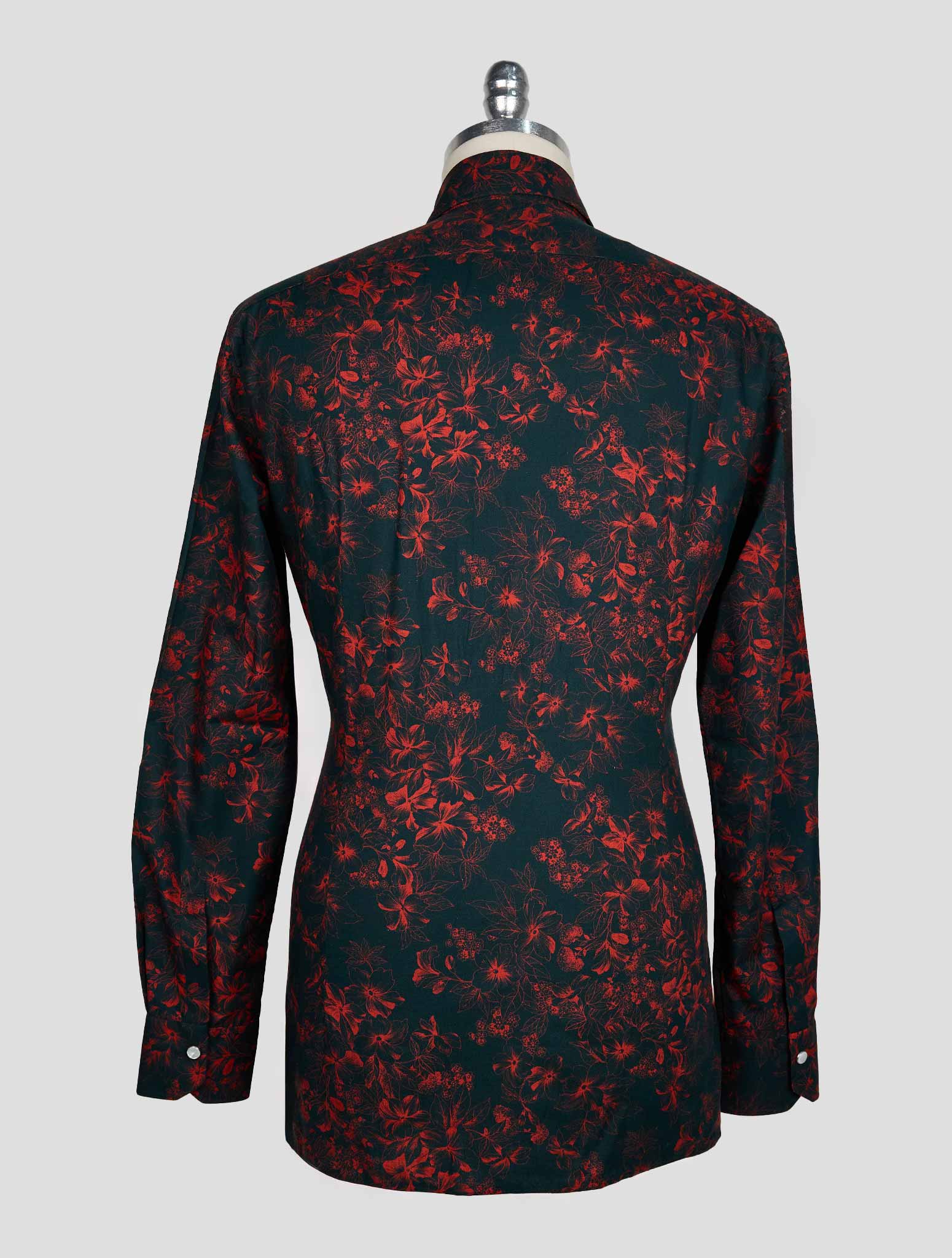 KITON DARK GREEN RED COTTON SHIRT