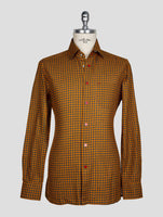 KITON DARK GRAY ORANGE COTTON SHIRT