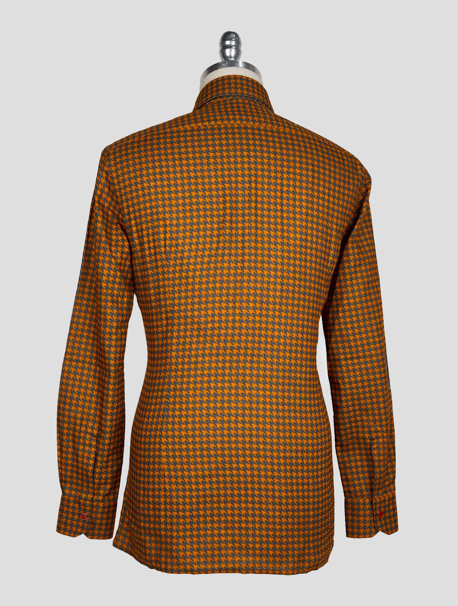 KITON DARK GRAY ORANGE COTTON SHIRT