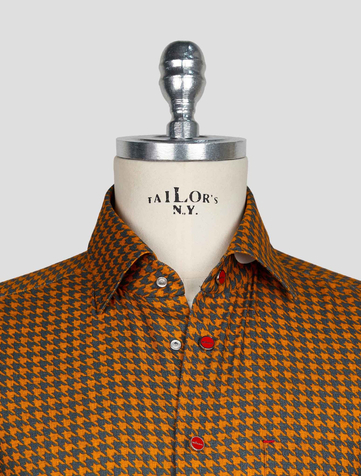 KITON DARK GRAY ORANGE COTTON SHIRT