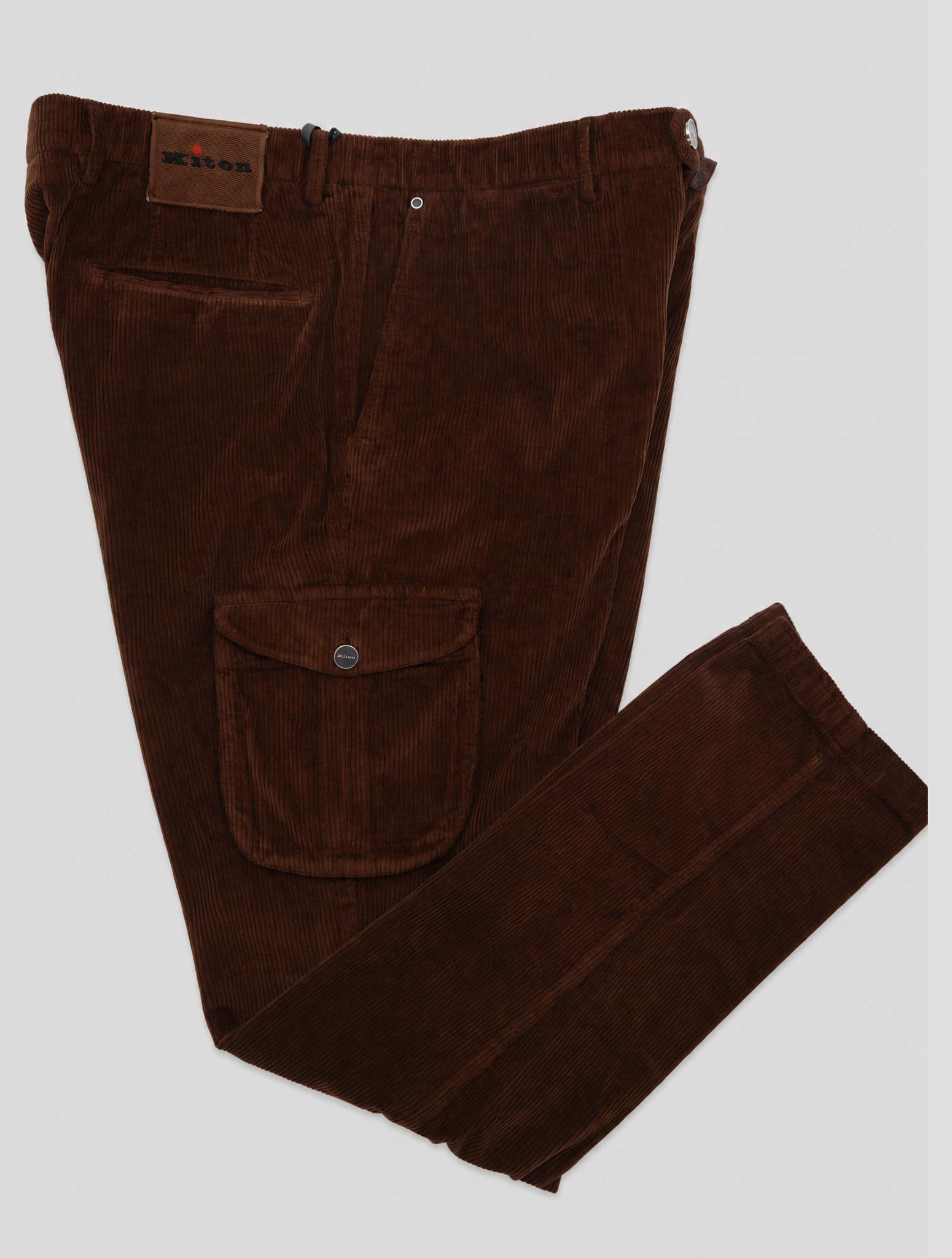 Kiton Brown Cotton Cashmere Ea Velvet Cargo Pants