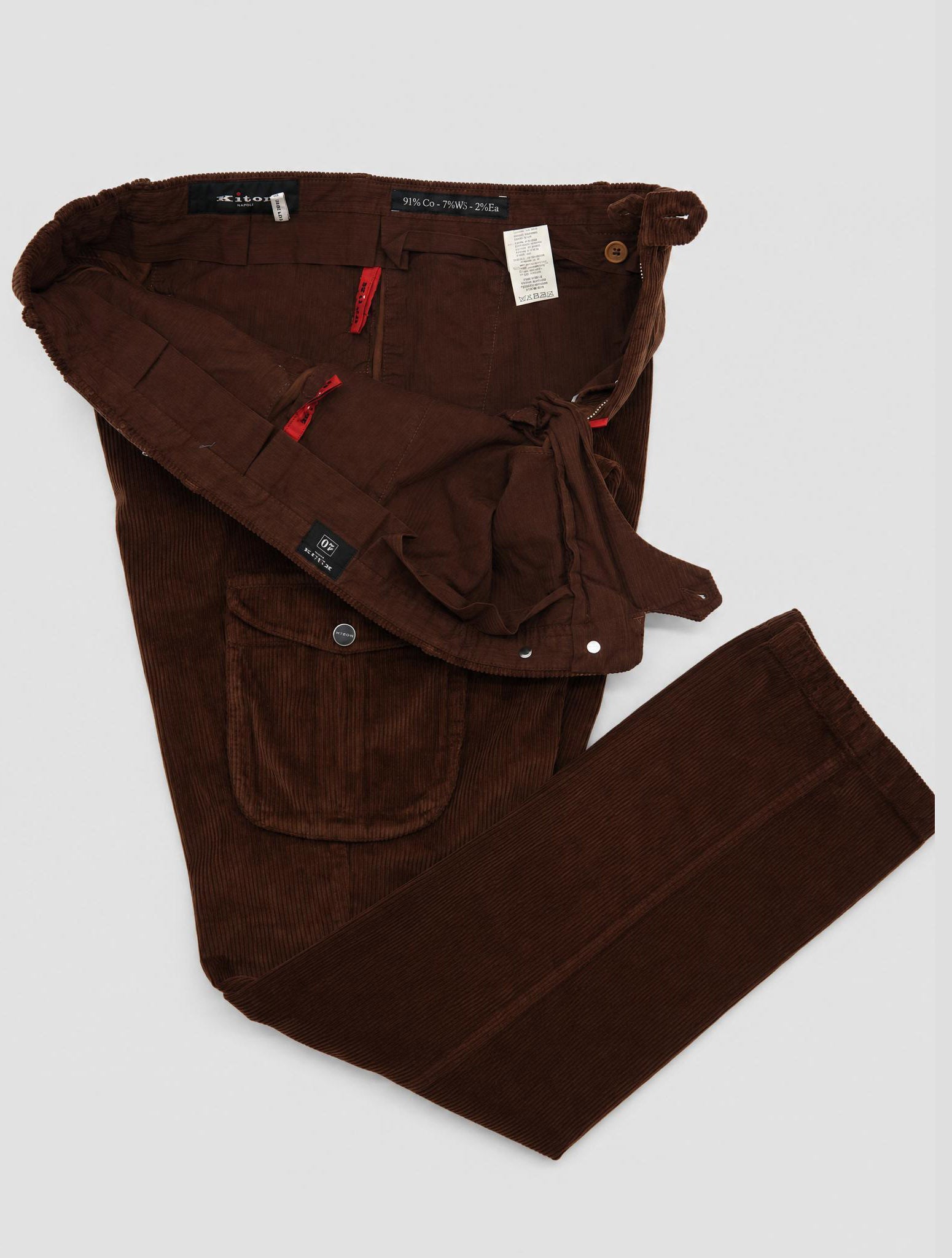 Kiton Brown Cotton Cashmere Ea Velvet Cargo Pants