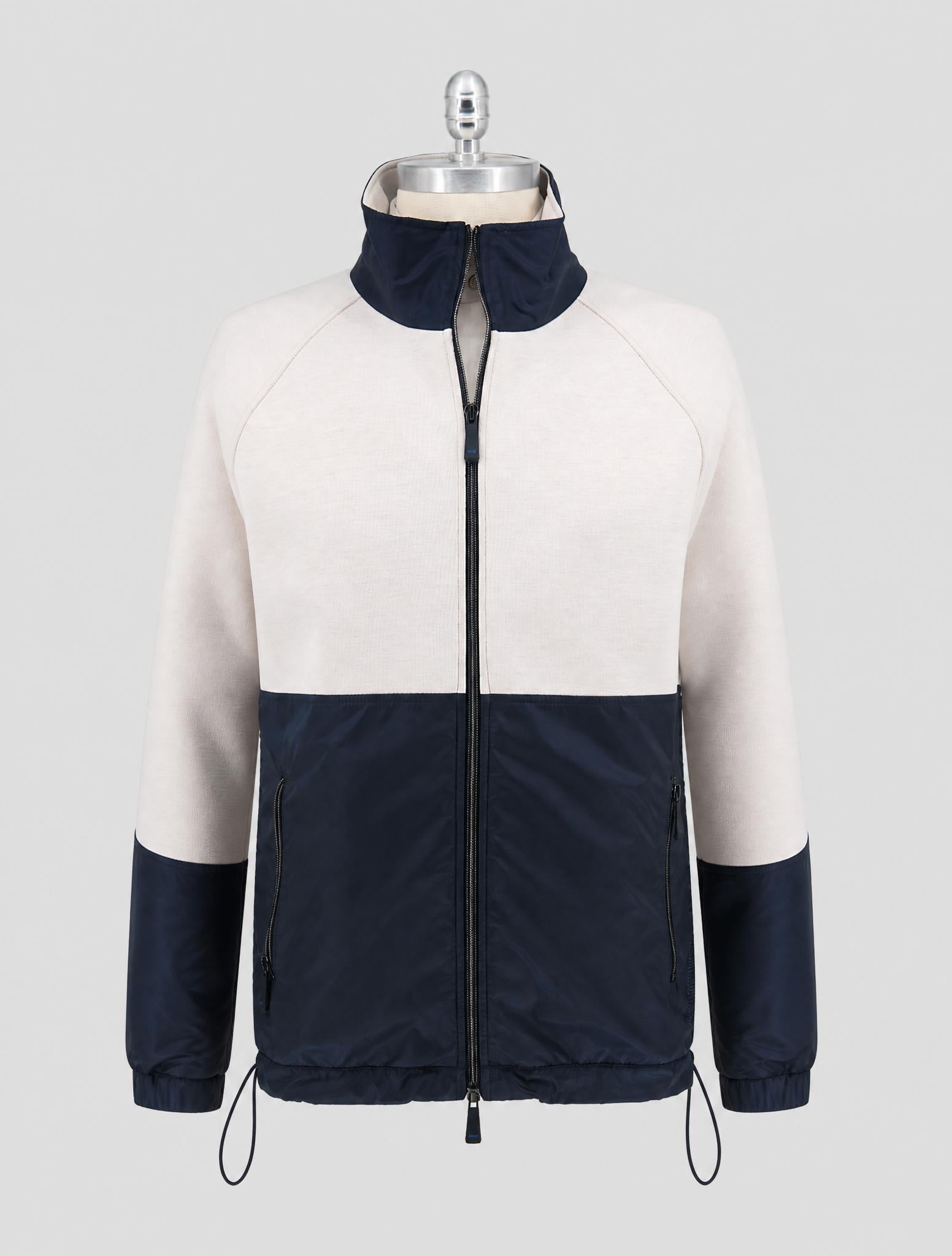 Kiton Knt Blue White Viscose Ea Coat