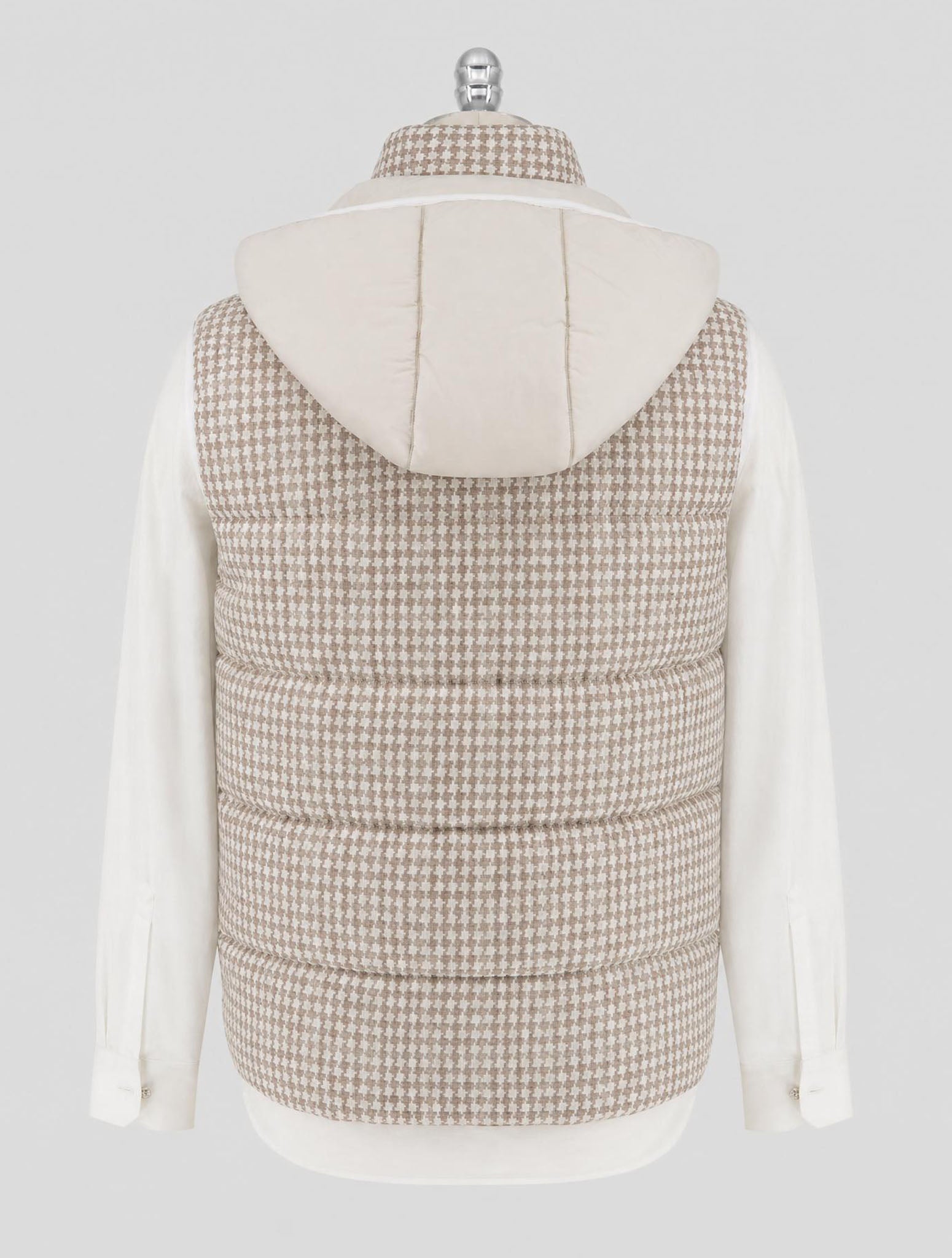Kiton Beige White Linen Cashmere Virgin Wool Gilet