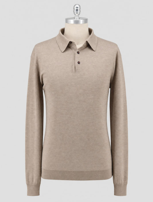 Kiton Beige Cashmere Silk Sweater Polo
