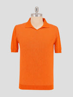 Kiton Orange Cotton Sweater V-Neck