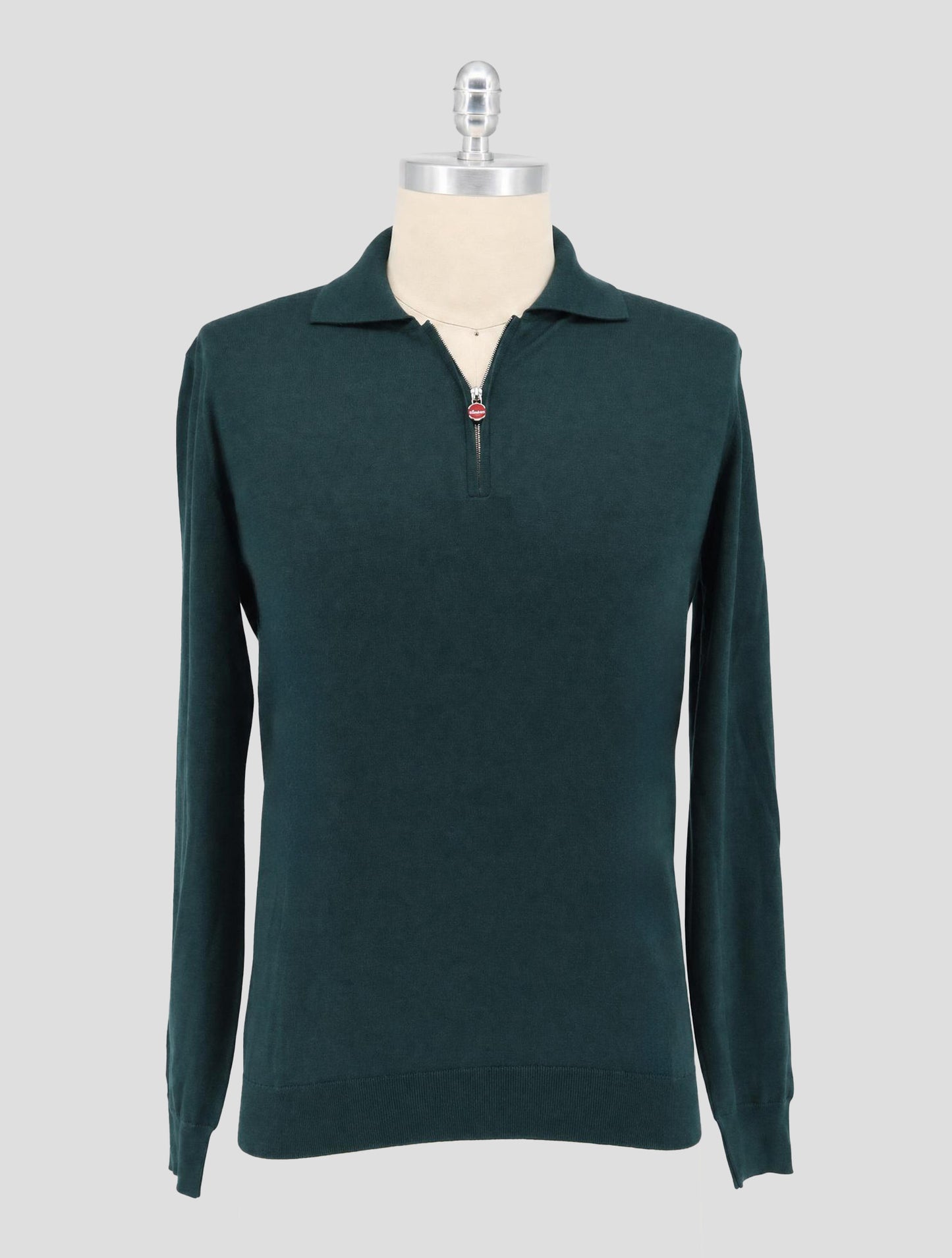 Kiton Green Cashmere Silk Sweater Polo Half Zip