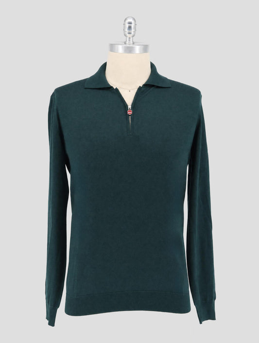 Kiton Green Cashmere Silk Sweater Polo Half Zip