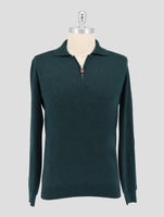 Kiton Green Cashmere Silk Sweater Polo Half Zip