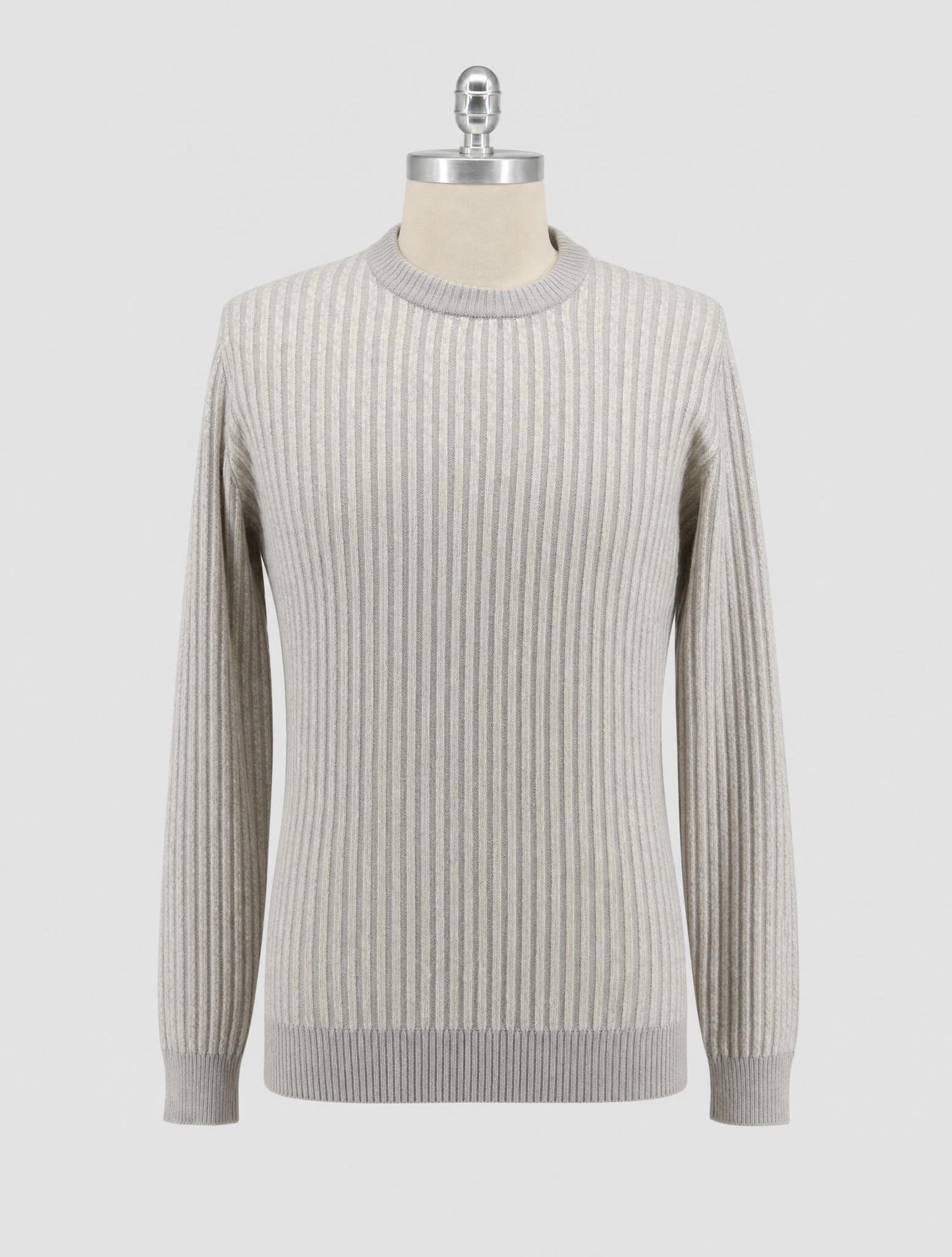 Kiton Beige White Cashmere Sweater Crewneck