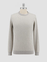 Kiton Beige White Cashmere Sweater Crewneck