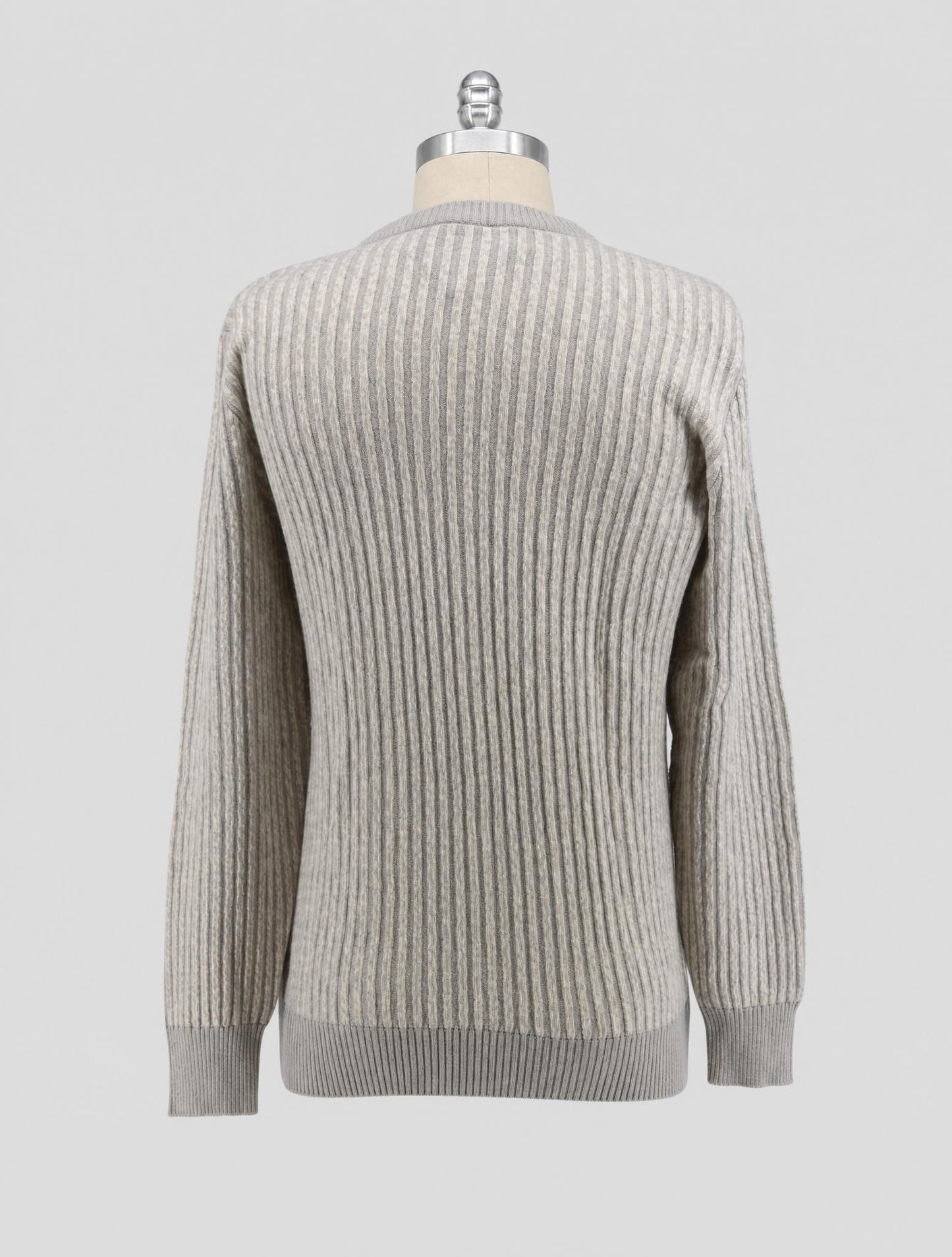 Kiton Beige White Cashmere Sweater Crewneck
