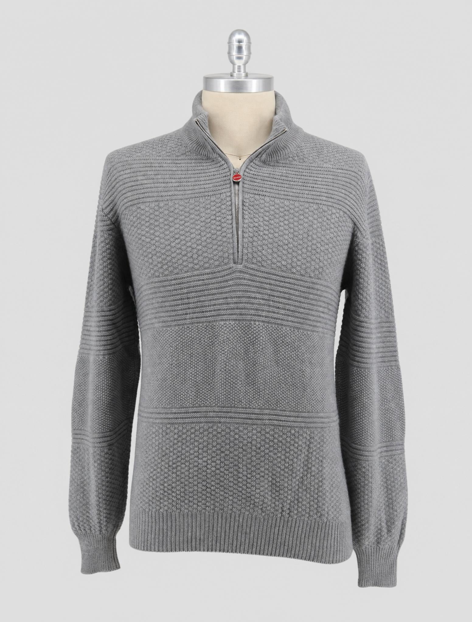Kiton Gray Cashmere Sweater Half Zip