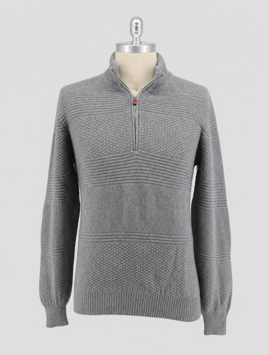 Kiton Gray Cashmere Sweater Half Zip