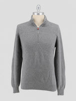 Kiton Gray Cashmere Sweater Half Zip