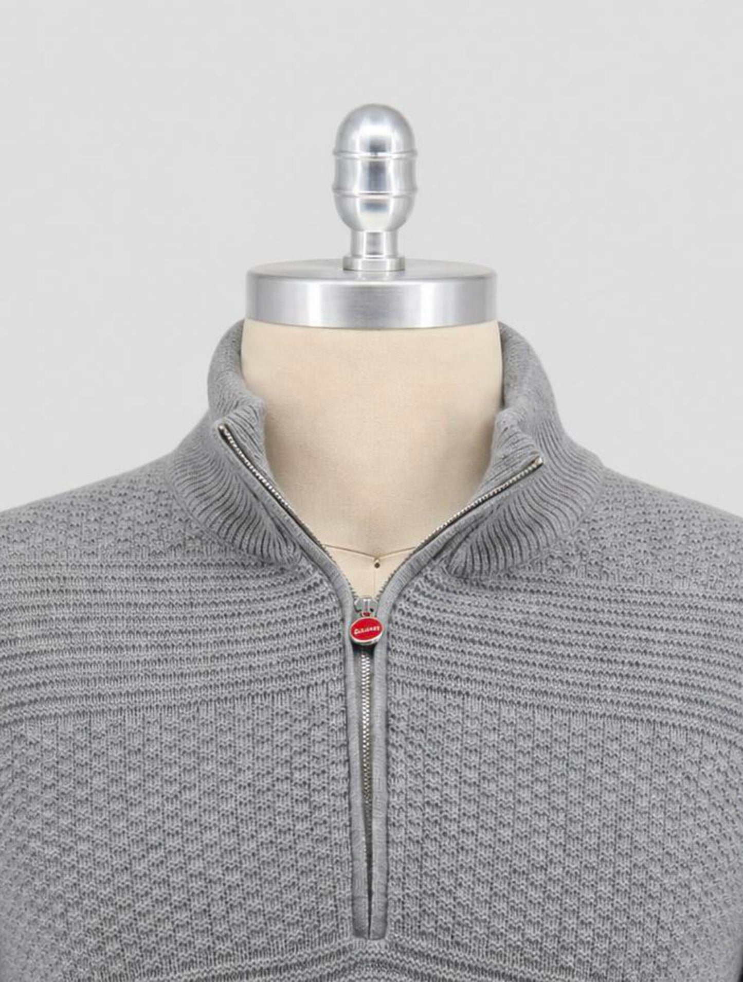 Kiton Gray Cashmere Sweater Half Zip