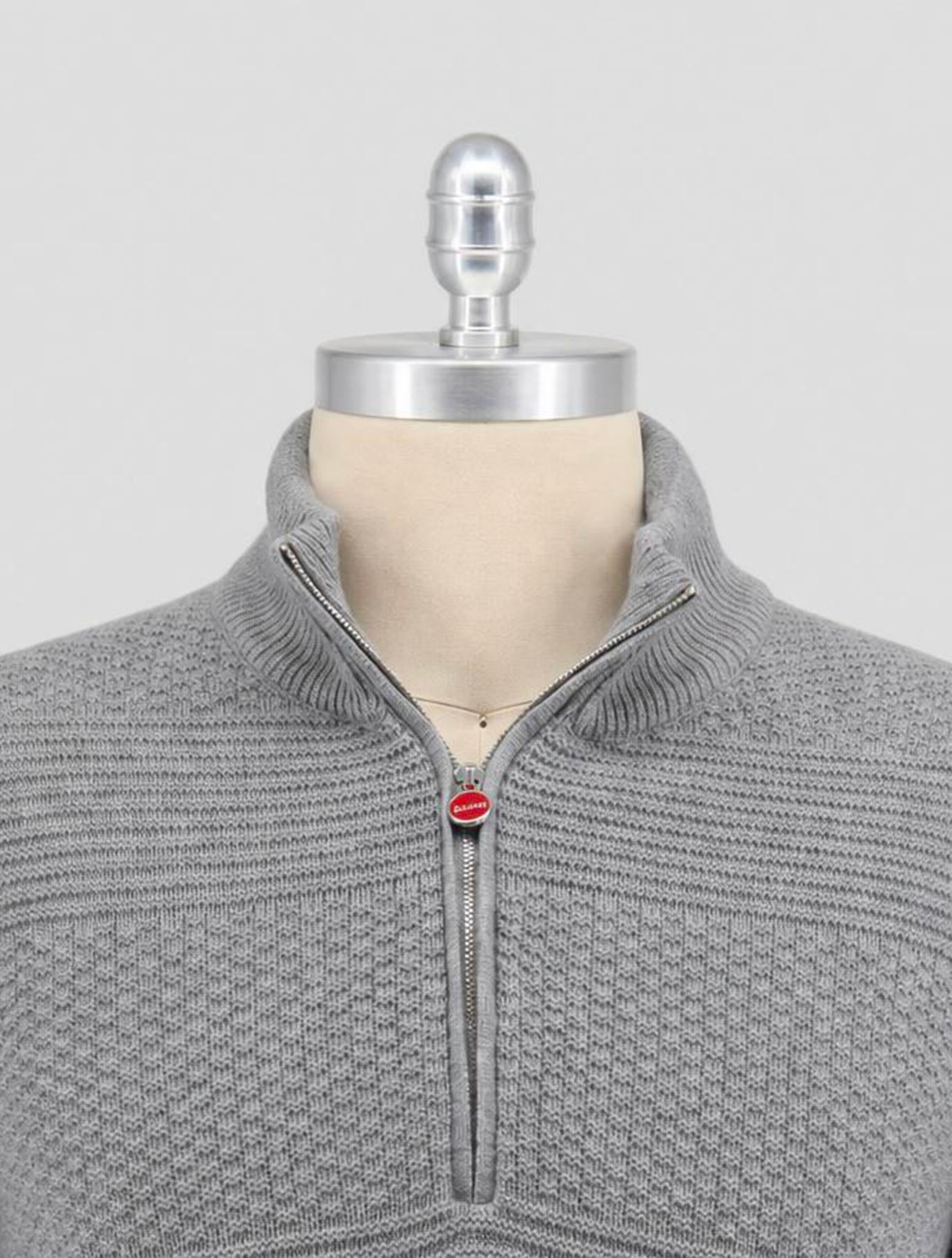 Kiton Gray Cashmere Sweater Half Zip