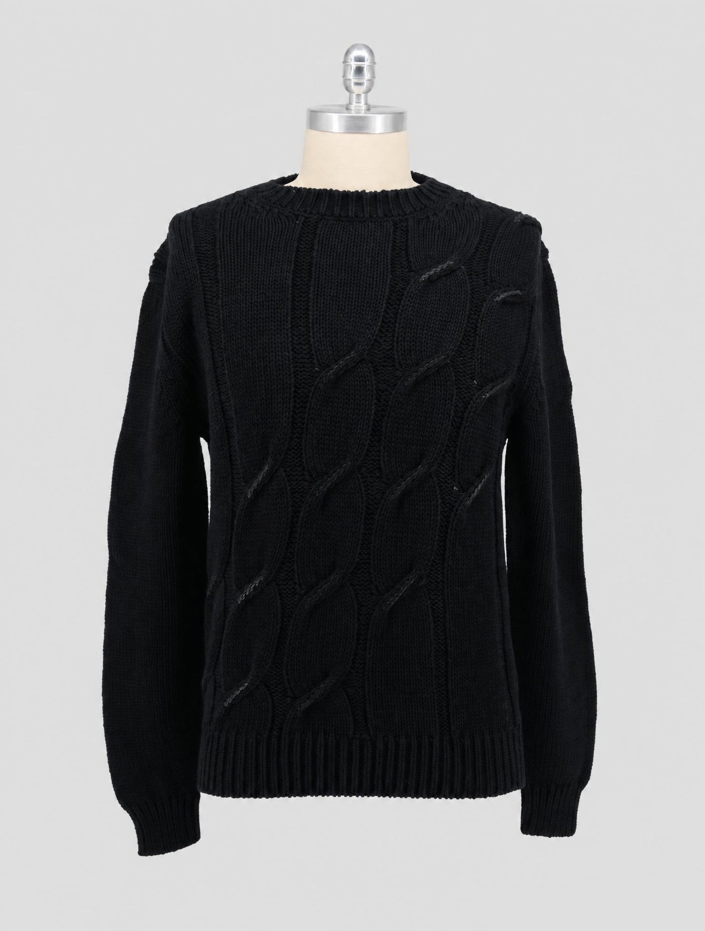 Kiton Black Cotton Linen Sweater Crewneck