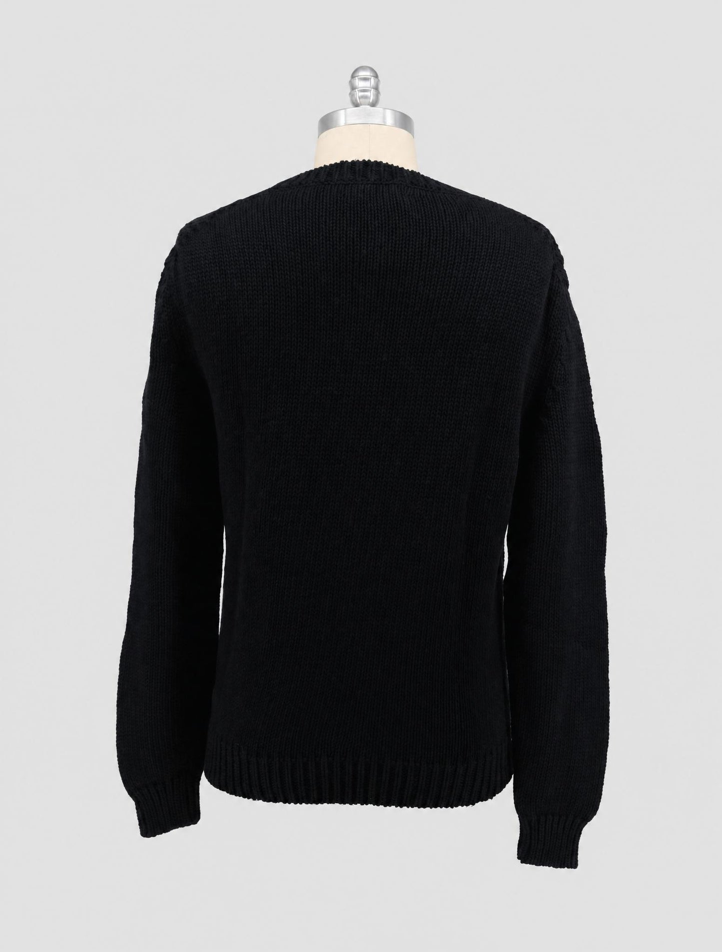 Kiton Black Cotton Linen Sweater Crewneck