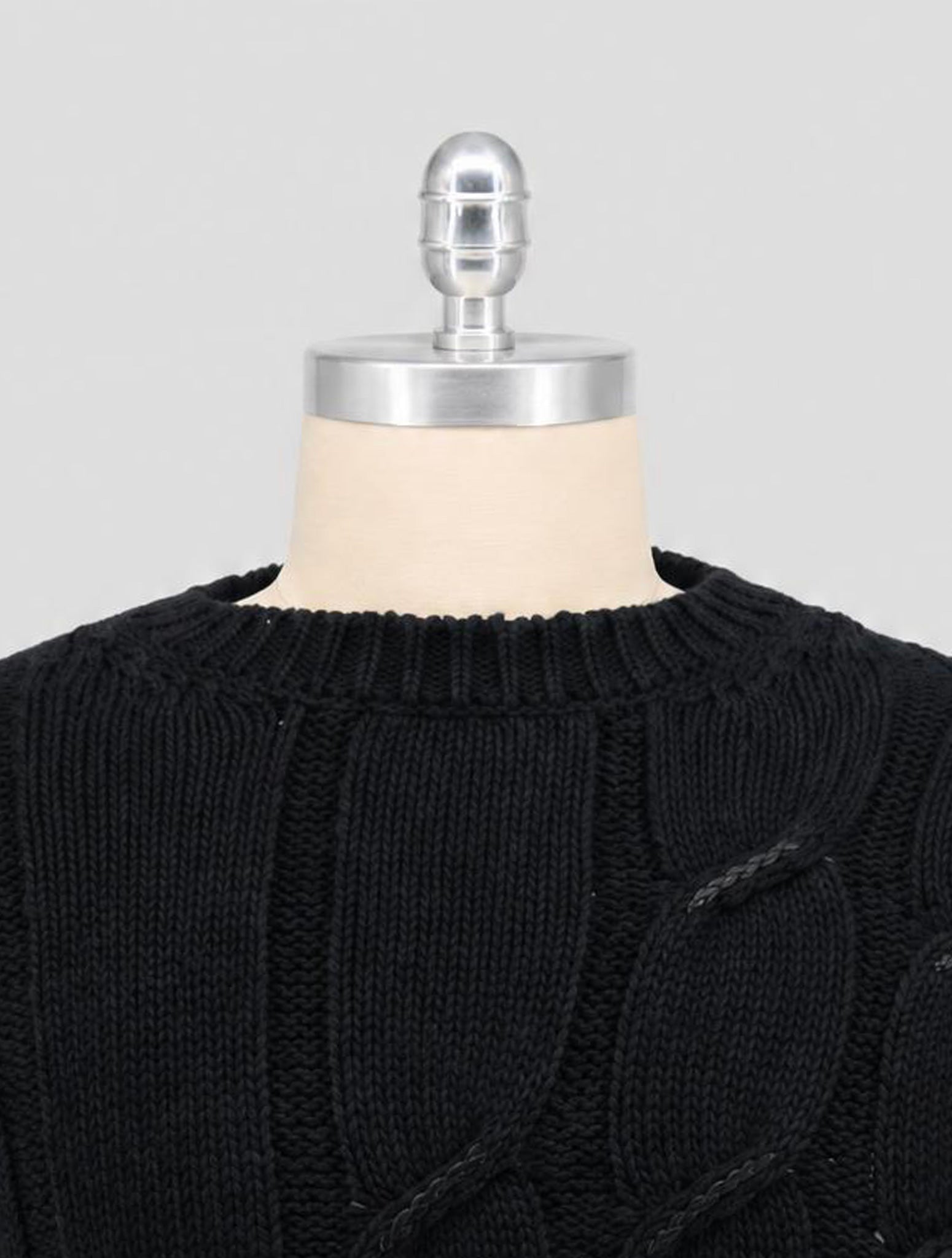 Kiton Black Cotton Linen Sweater Crewneck
