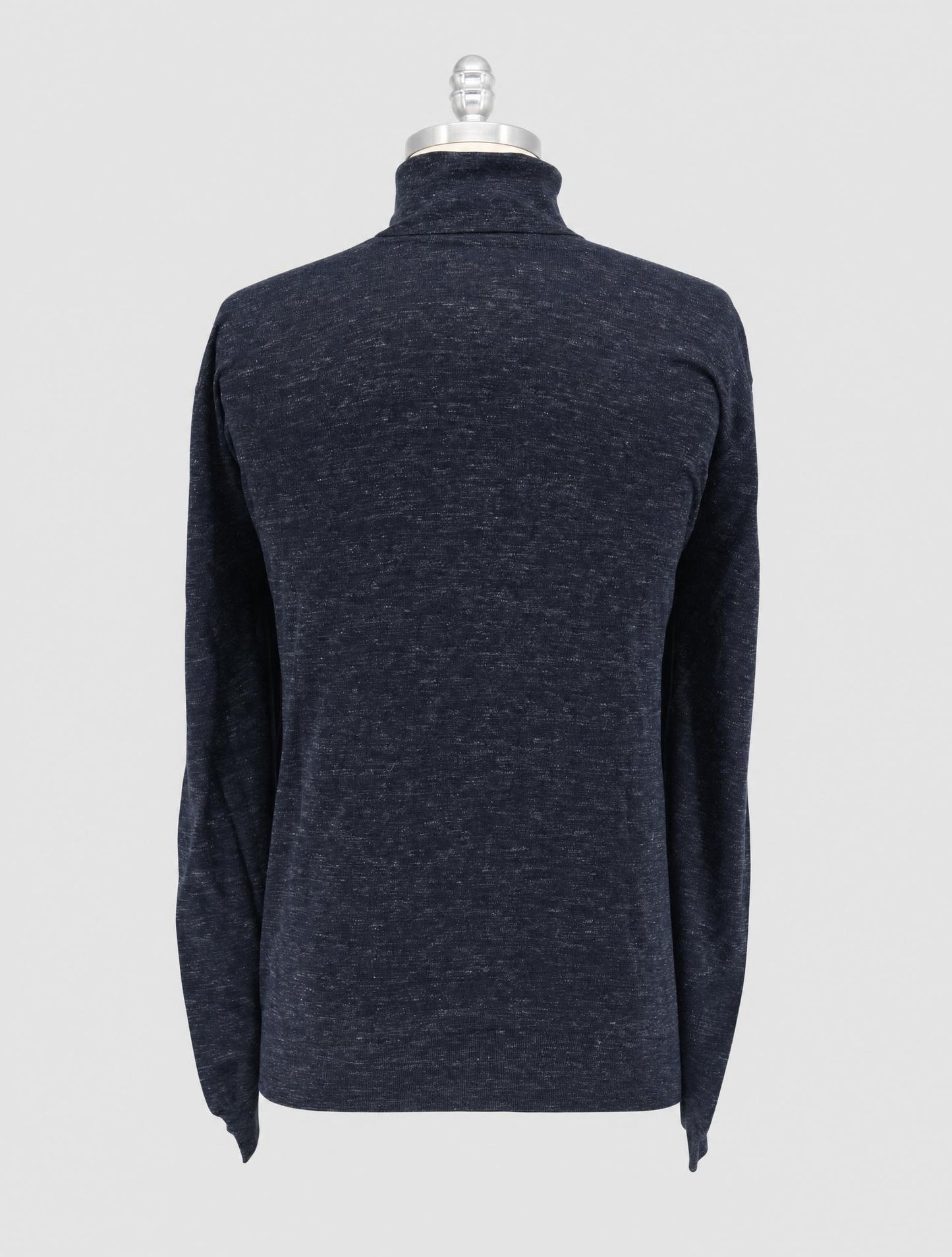 Kiton Blue Silk Cashmere Linen Sweater Turtleneck