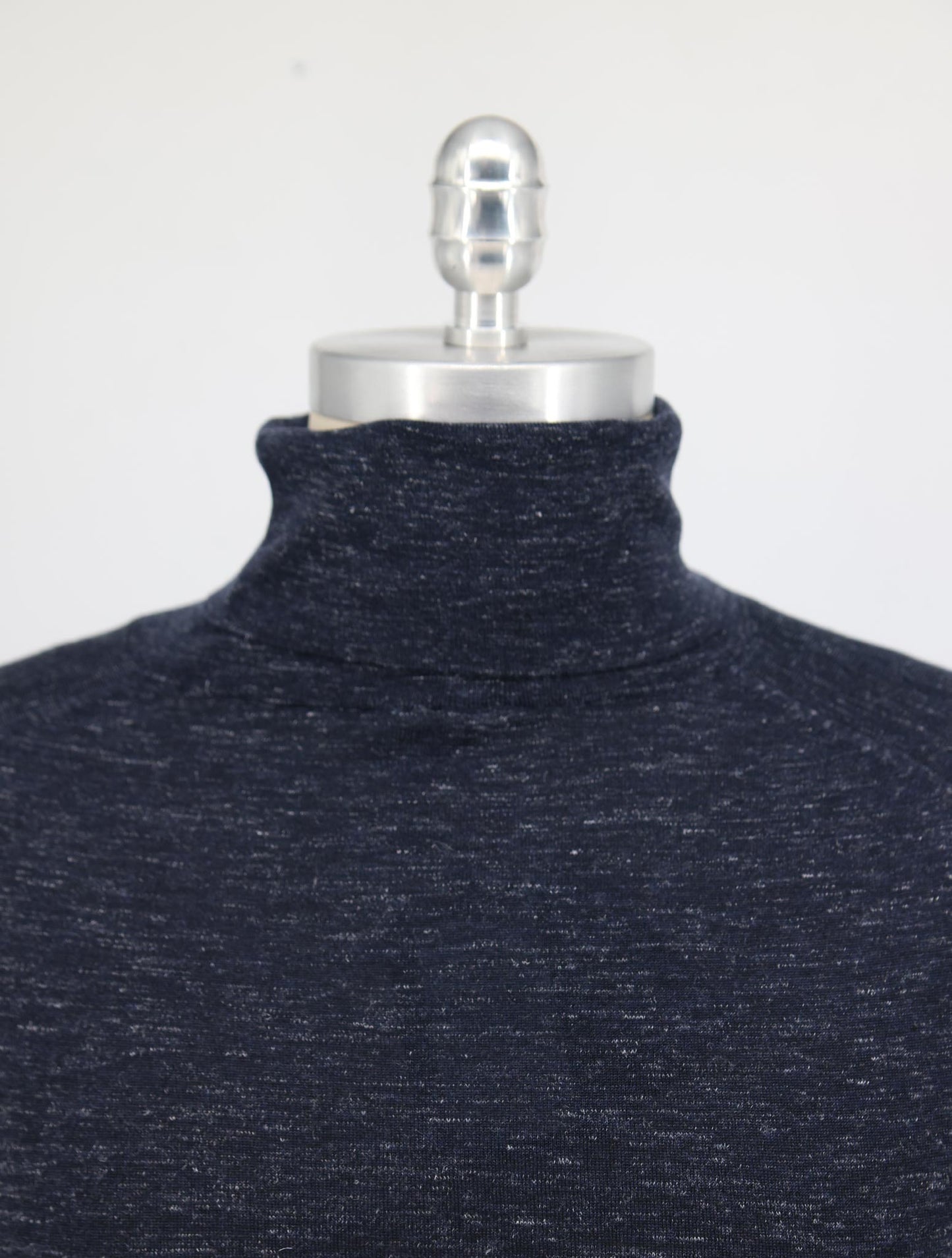 Kiton Blue Silk Cashmere Linen Sweater Turtleneck