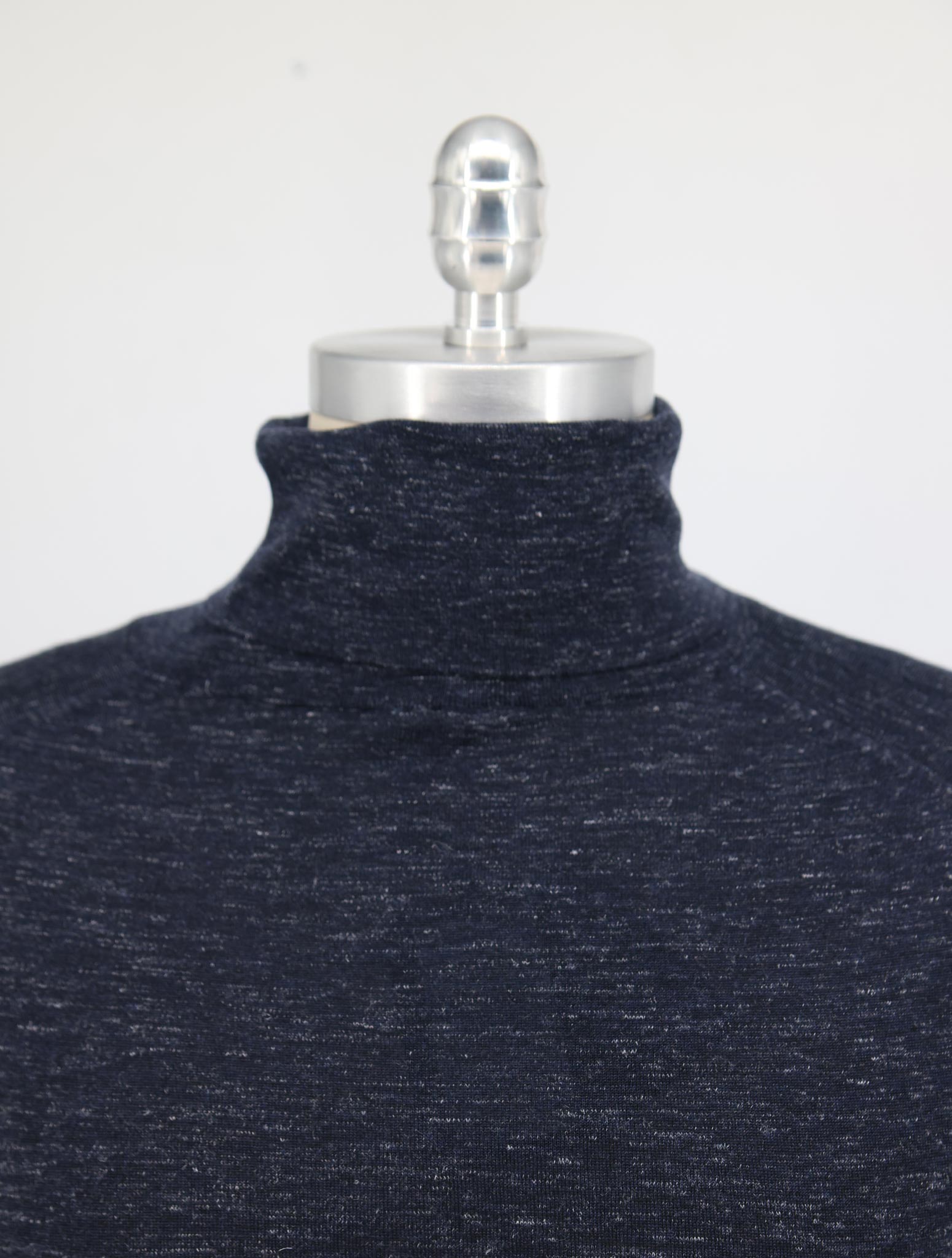 Kiton Blue Silk Cashmere Linen Sweater Turtleneck