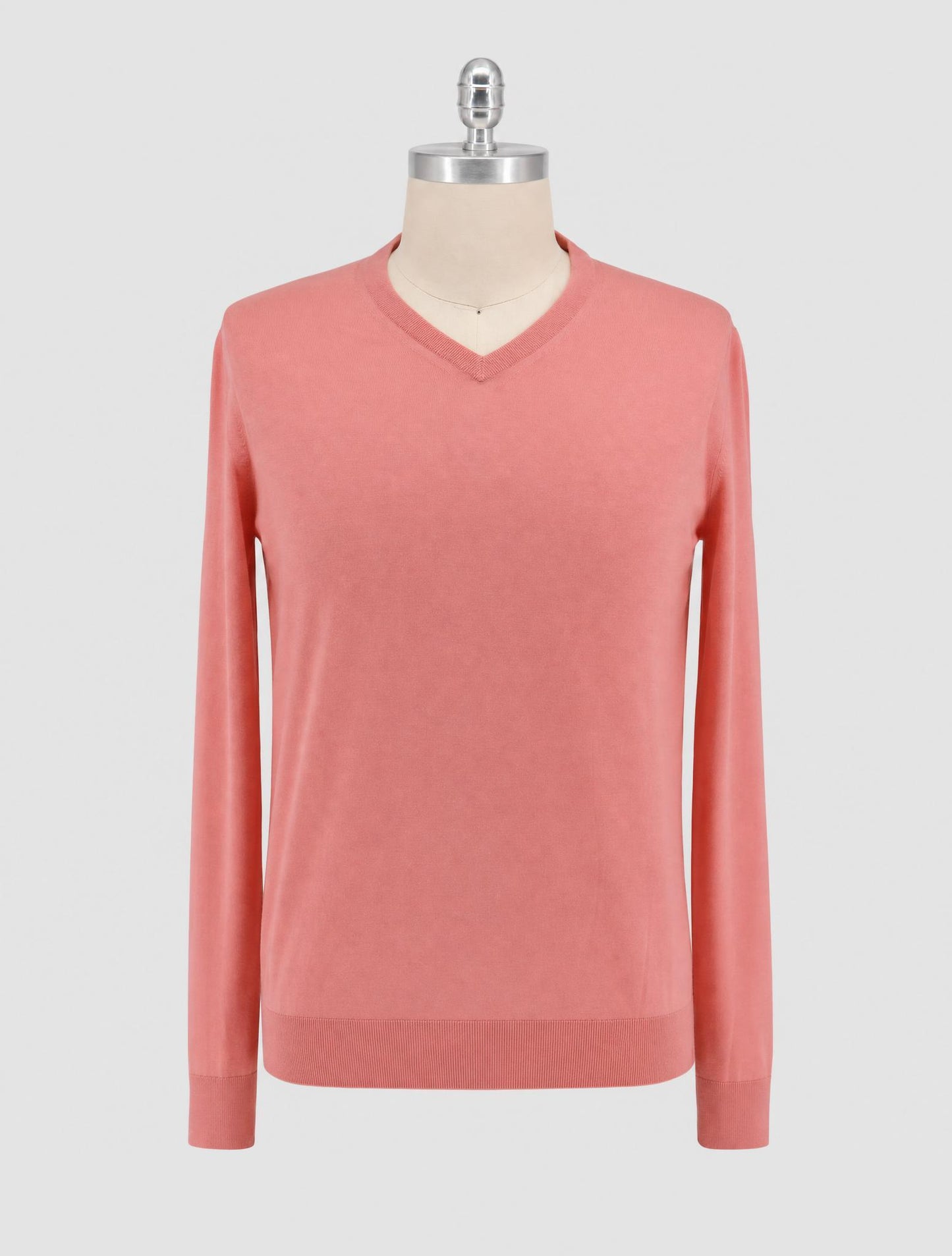 Kiton Pink Wool 14 Micron Sweater V-Neck