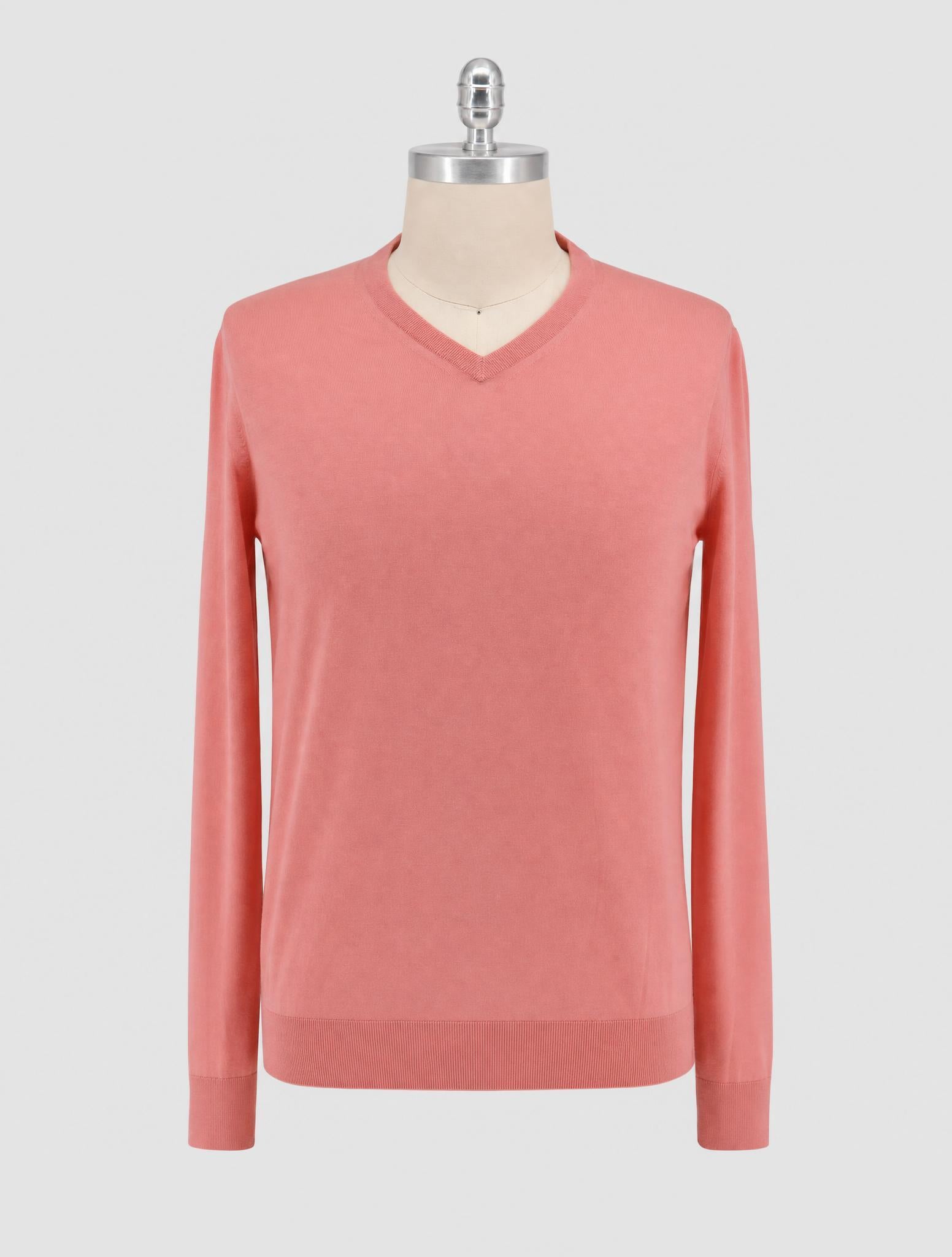 Kiton Pink Wool 14 Micron Sweater V-Neck