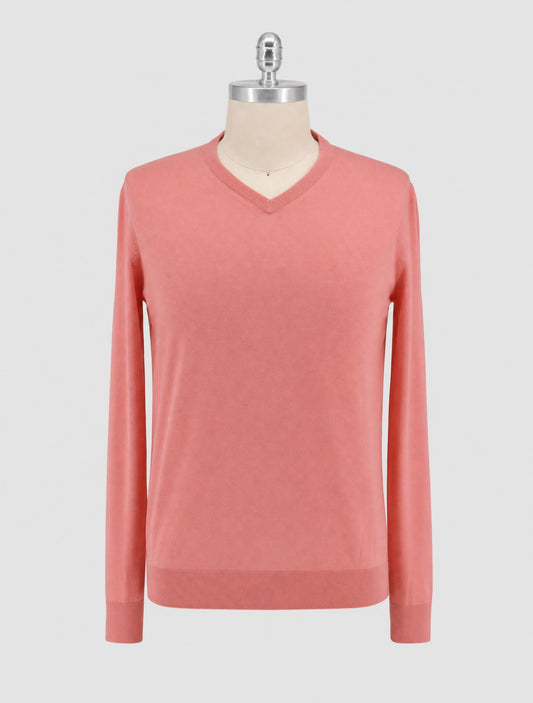 Kiton Pink Wool 14 Micron Sweater V-Neck