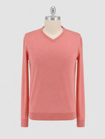 Kiton Pink Wool 14 Micron Sweater V-Neck