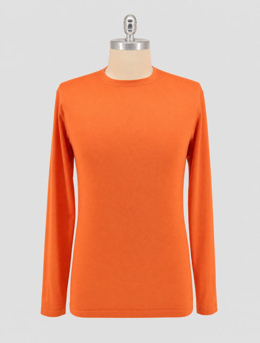 Kiton Orange Cotton Cashmere T-Shirt Long Sleeve