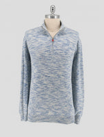 Kiton Light Bkue White Cashmere Sweater Half Zip
